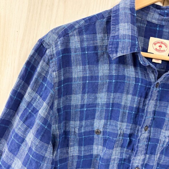 Brooks Brothers 100% Linen Blue Plaid Long Sleeve Button Down Long Sleeve Top - Picture 4 of 7